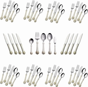 Wallace Napoleon Bee Gold Accent 18/10 Stainless Steel 53pc. Flatware Set