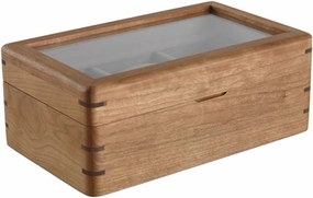 Watch Box, Men's Watch Display Collection Box, Holiday Gifts for Loved Ones, Fathers, Grandfathers, Watch Box for Storage and Display with Glass Top(Cherry wood)