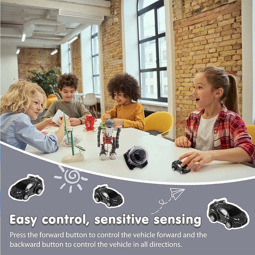 Watch Remote Control Car Toy, 2023 Mini Cartoon RC Car Analog Watch, 2.4G Long Distance Infrared Remote Control Sensing Model Car Toys, Racing Car Watch