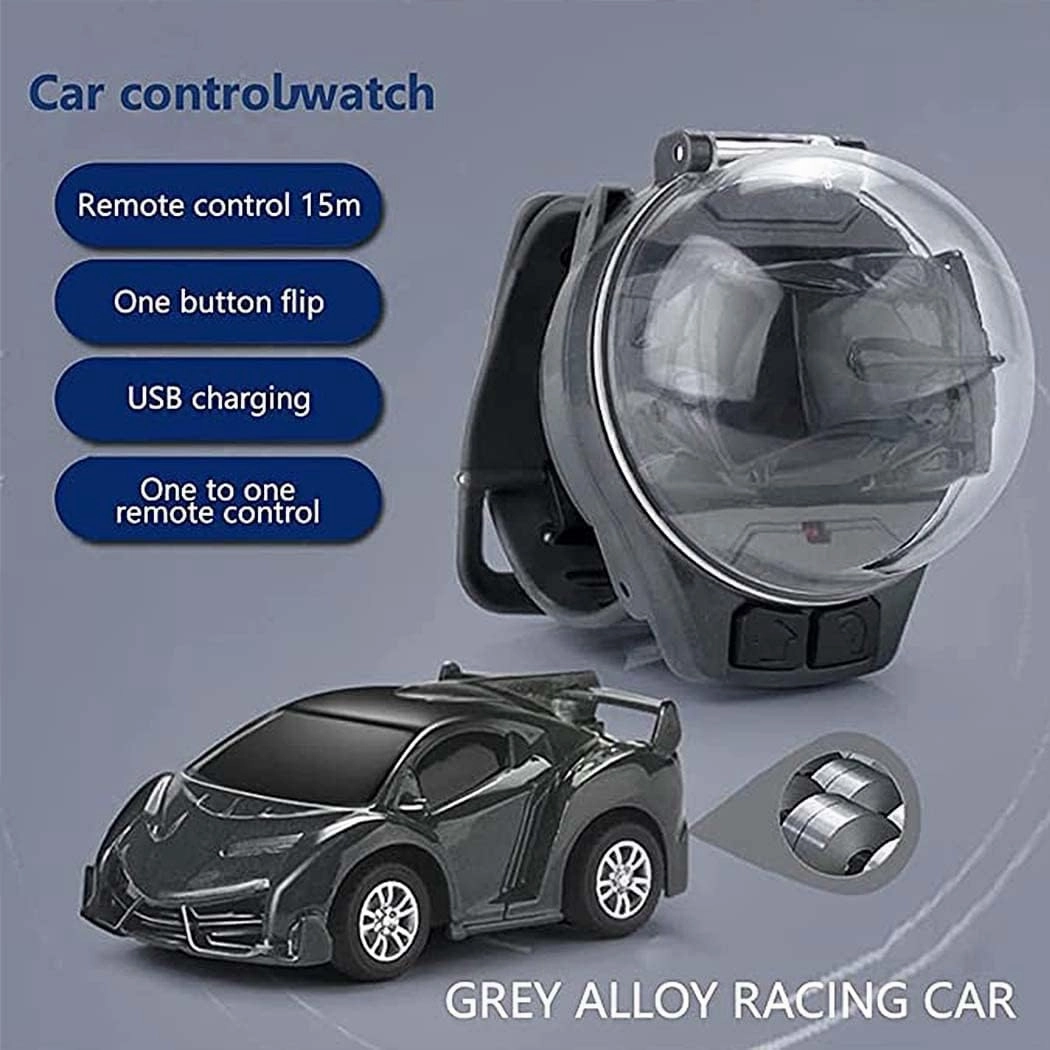 Watch Remote Control Car Toy, 2023 Mini Cartoon RC Car Analog Watch, 2.4G Long Distance Infrared Remote Control Sensing Model Car Toys, Racing Car Watch