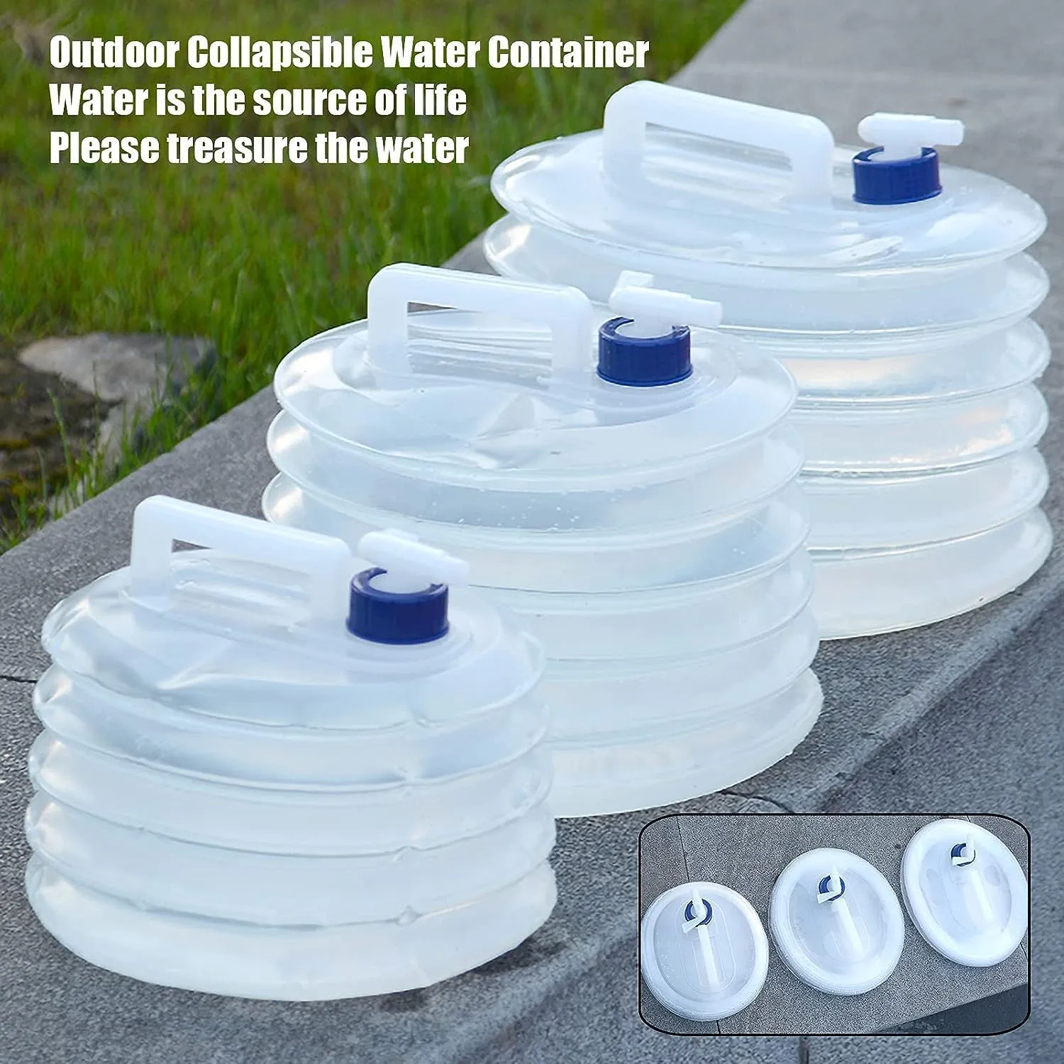 Water Container,Camping Water containers, Folding Water Storage Bucket Water Carrier Tanks Portable Collapsible Carrier Water Container for Camping Hiking Climbing Fishing (Size:5L) (Size : 10L)
