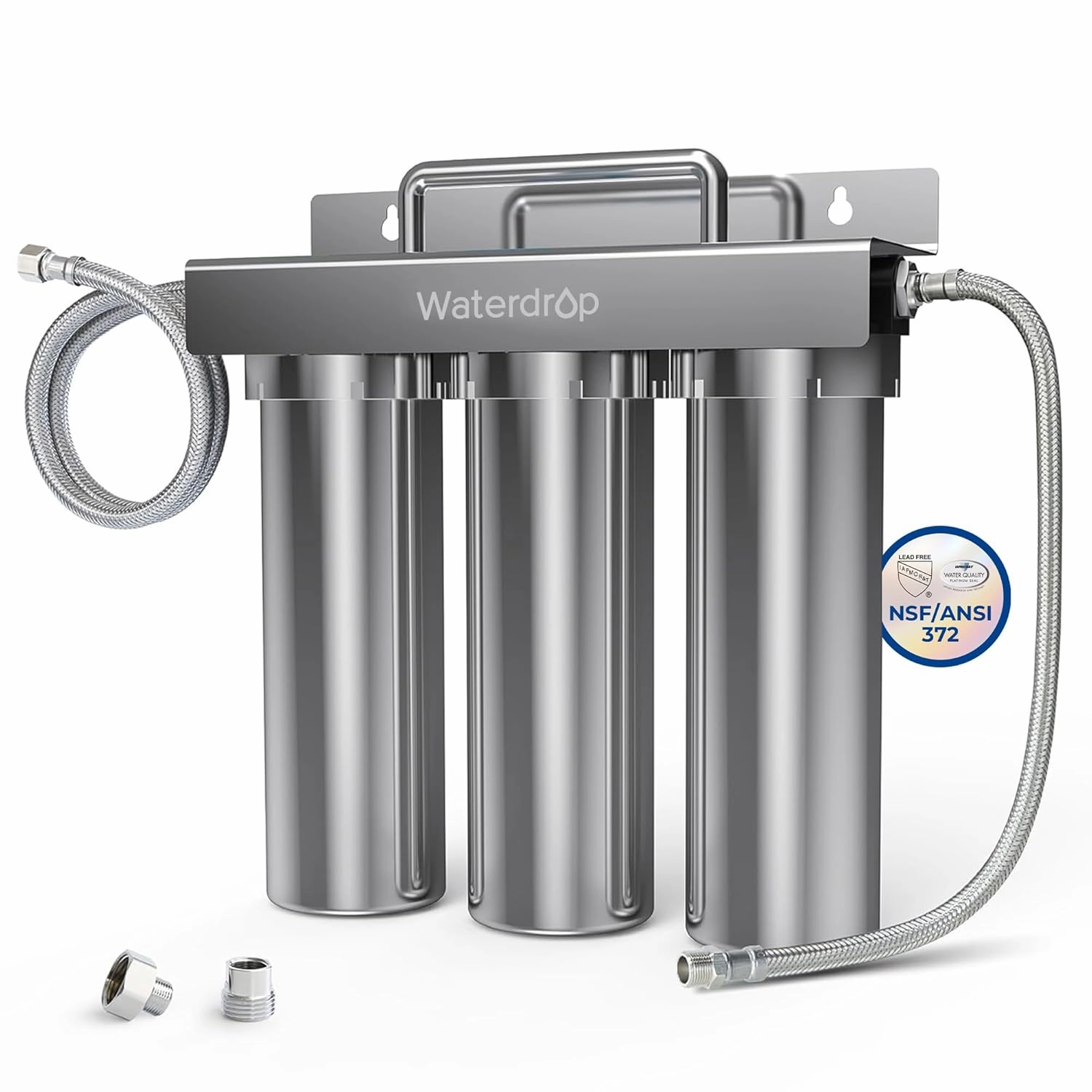 Waterdrop TST-UF 0.01μm Ultra-Filtration Under Sink Water Filter, Stainless Steel Water Filter for Sink, 5X Service Life, 99.99% of Contaminants Larger Than 0.01μm, Direct Connect to Kitchen Faucet