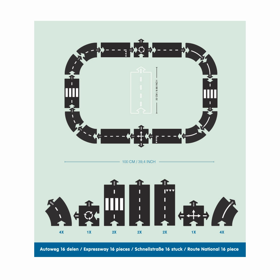 Waytoplay - 16pc Express Way - Flexible Toy Road