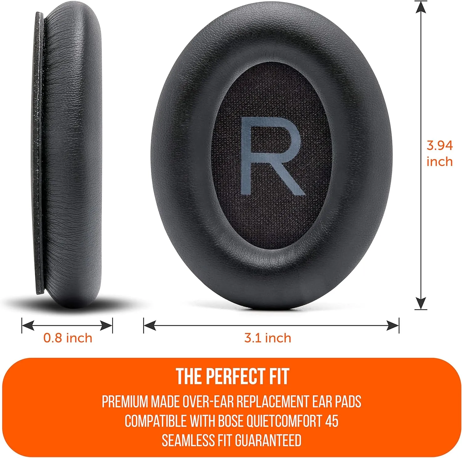 WC PadZ QC45 - Earpads for Bose QuietComfort 45 / QuietComfort Se/QuietComfort Wireless, Made by Wicked Cushions | Extra Thick Cushion | Premium Durable Stitching | Black