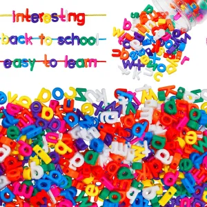 Wesiti 408 Pcs Lacing Letters Alphabet Learning Toys Toddler ABC Alphabet Beads Lacing Fine Motor Skills Toys for Preschool Games Homeschool Supplies Early Spelling(Lowercase Letters)