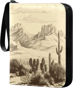 West Cow Boy Card Binder 4 Pocket Collectible Trading Card Albums with 50 Sleeves Double Side PU Waterproof 3 Ring for Sports & Game Cards