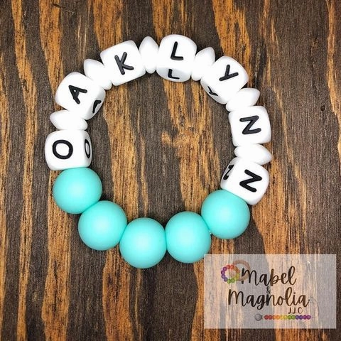 White HORIZONTAL Hole 12mm Letter Beads