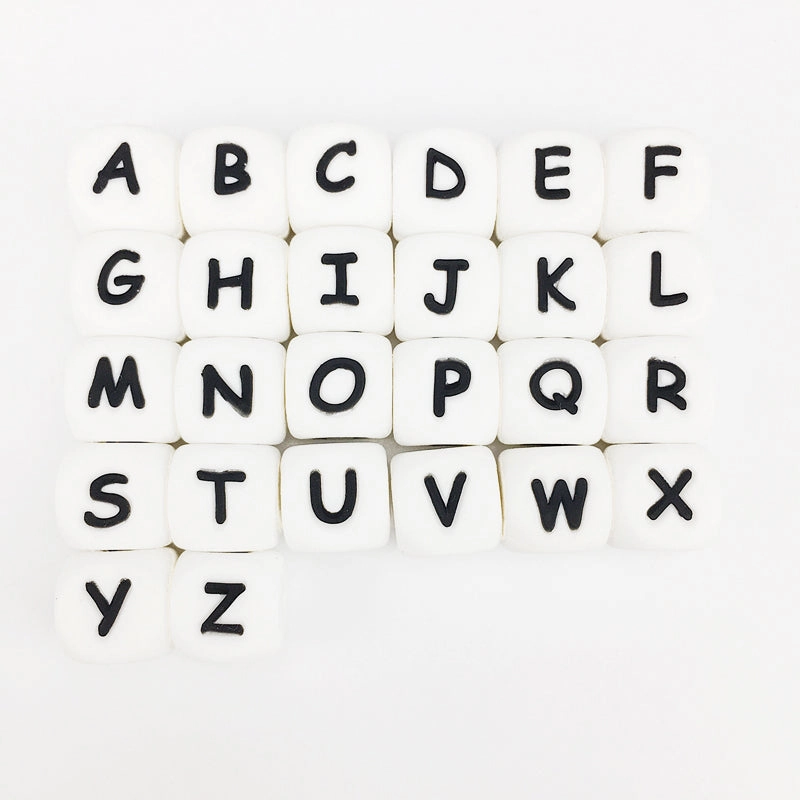 White HORIZONTAL Hole 12mm Letter Beads