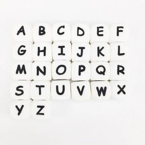 White HORIZONTAL Hole 12mm Letter Beads
