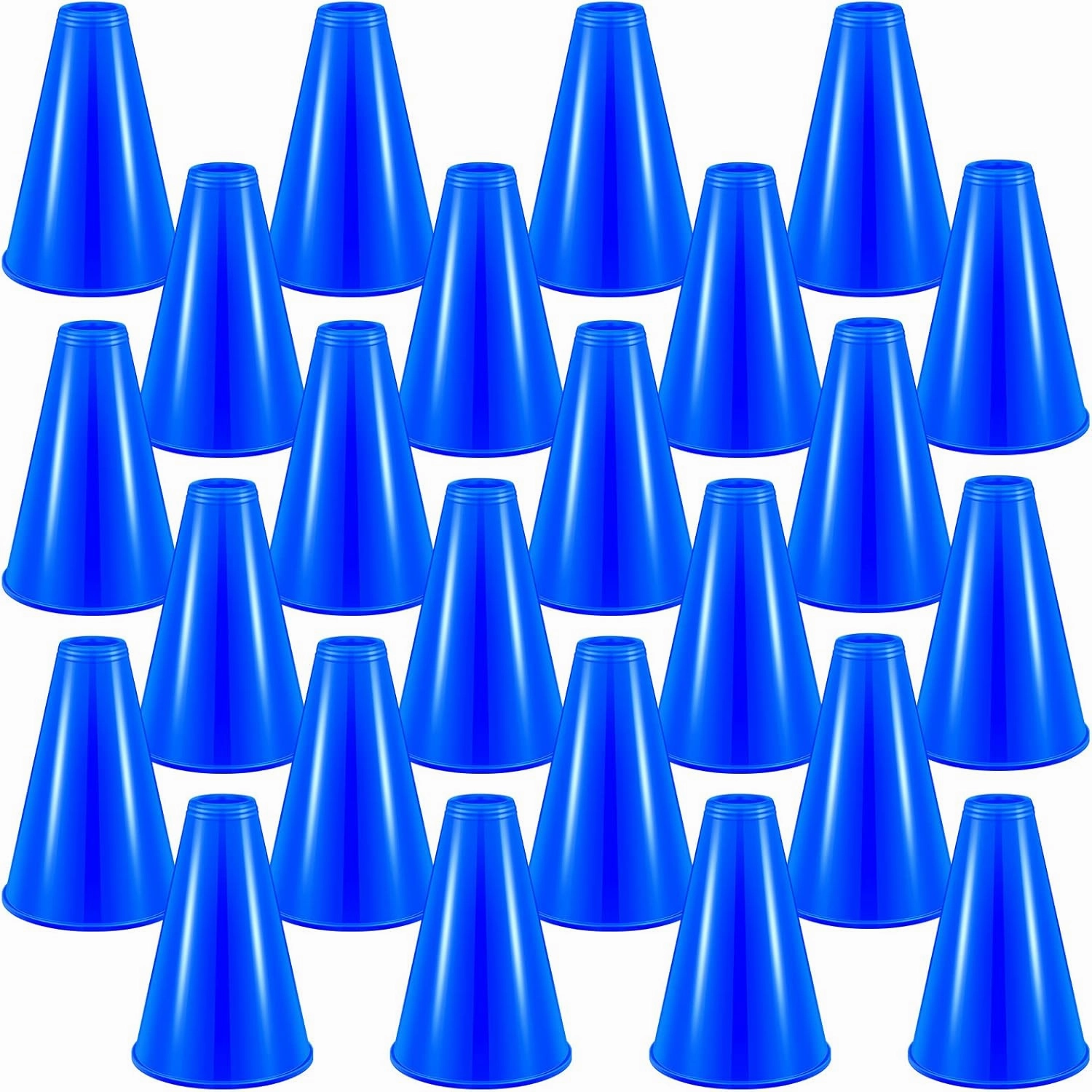 Woanger 24 Pieces Cheer Megaphone for Party Favors Sports Cheers Party Noisemaker Toys Plastic Megaphone for Party Sports Match Game Outdoor Activities (Blue)
