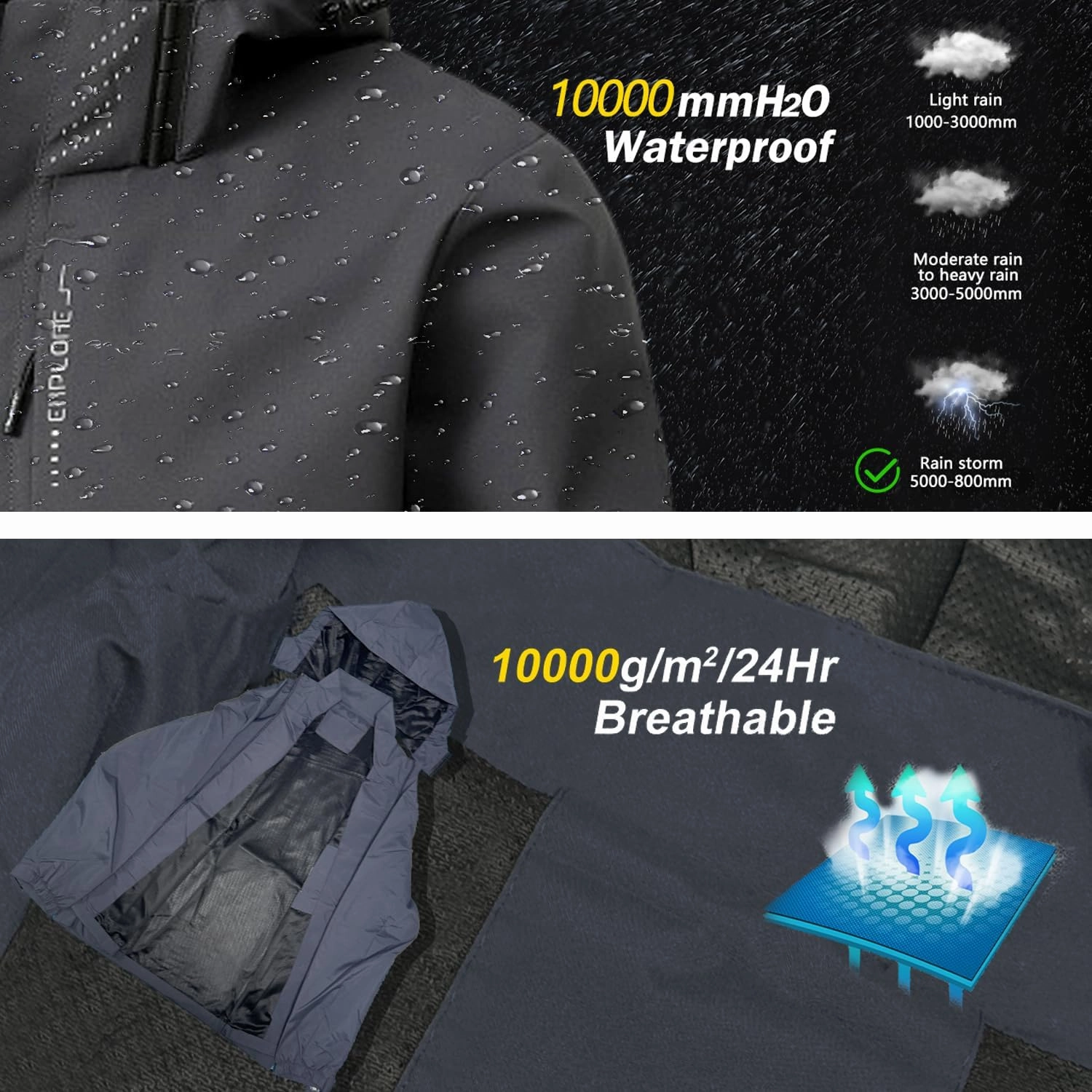 Women's Waterproof Rain Jacket Lightweight Hooded Raincoat for Hiking Travel Outdoor Softshell Windbreaker Jacket