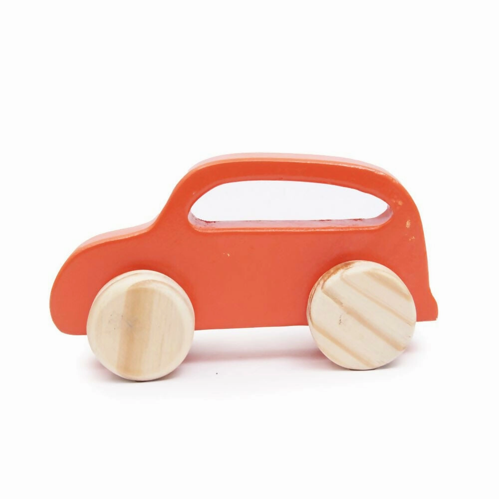 Wooden Push Toy Car (Orange)