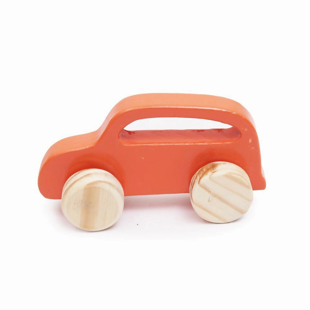Wooden Push Toy Car (Orange)