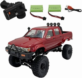 WPL C64-1 1/16 Scale 4WD RC Pickup Off-Road Crawler, with Full-Proportion Throttle and Steering Functions for Precise Control,a Gift for Car Enthusiasts (Two Batteries)