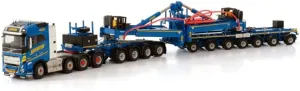 WSI for Volvo FH5 Globetrotter 8X4 NOOTEBOOM Windmill Trailer 7 AXLE   4 AXLE Dolly HAVATOR 1/50 DIECAST Truck Pre-Built Model