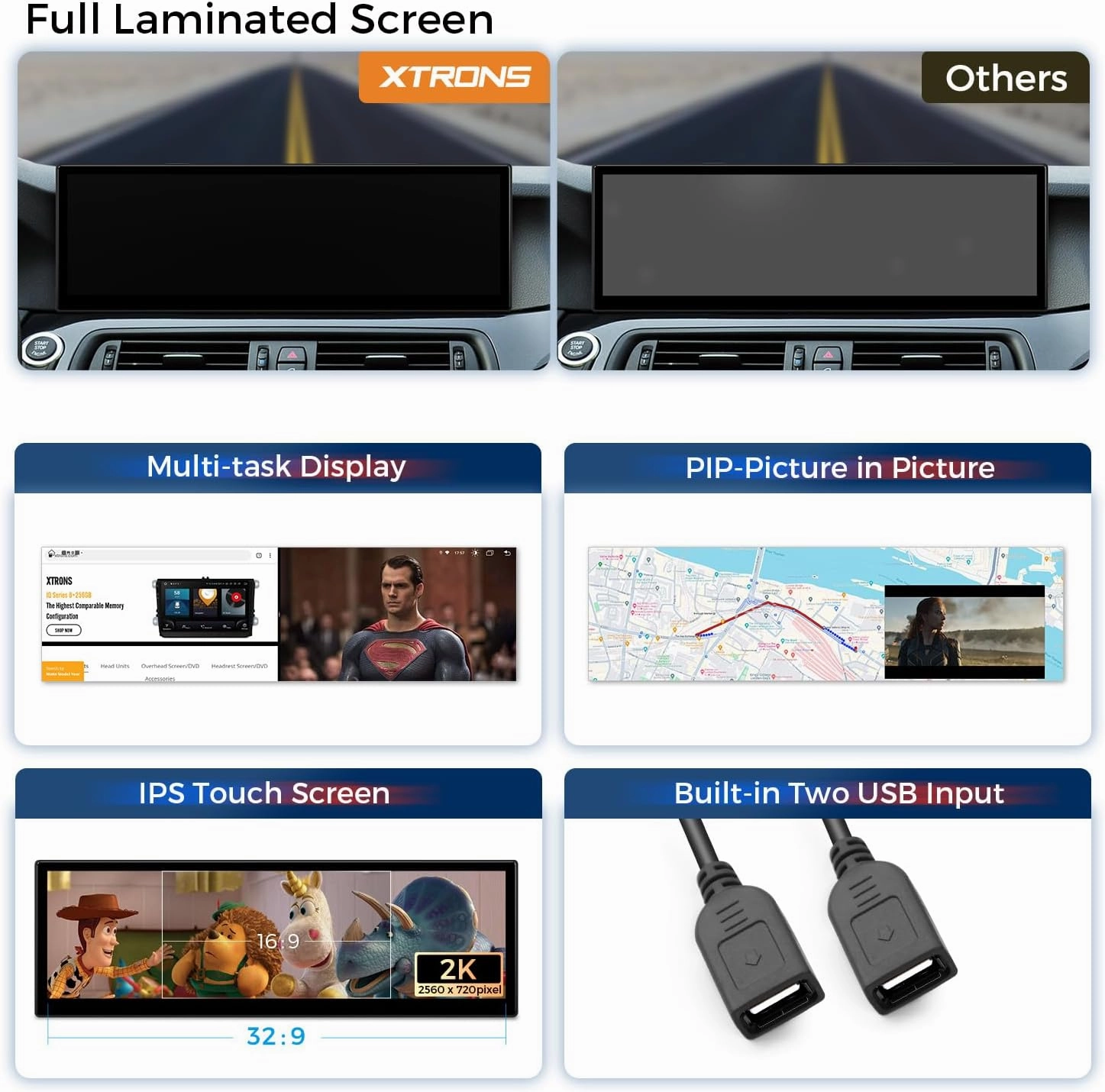 XTRONS 14.9 Inch Android 14 Car Stereo for BMW F10/F11 (2011-2012) CIC System, 2K IPS Touch Screen 4 64GB Global 4G Car Radio GPS Navigation Support Wireless Car Play Android Auto
