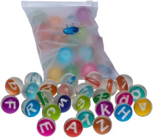 Yardwe 1Set English Letters Pattern Rubber Jumping Balls Fun for Learning Play Soft Odorless Birthday Present