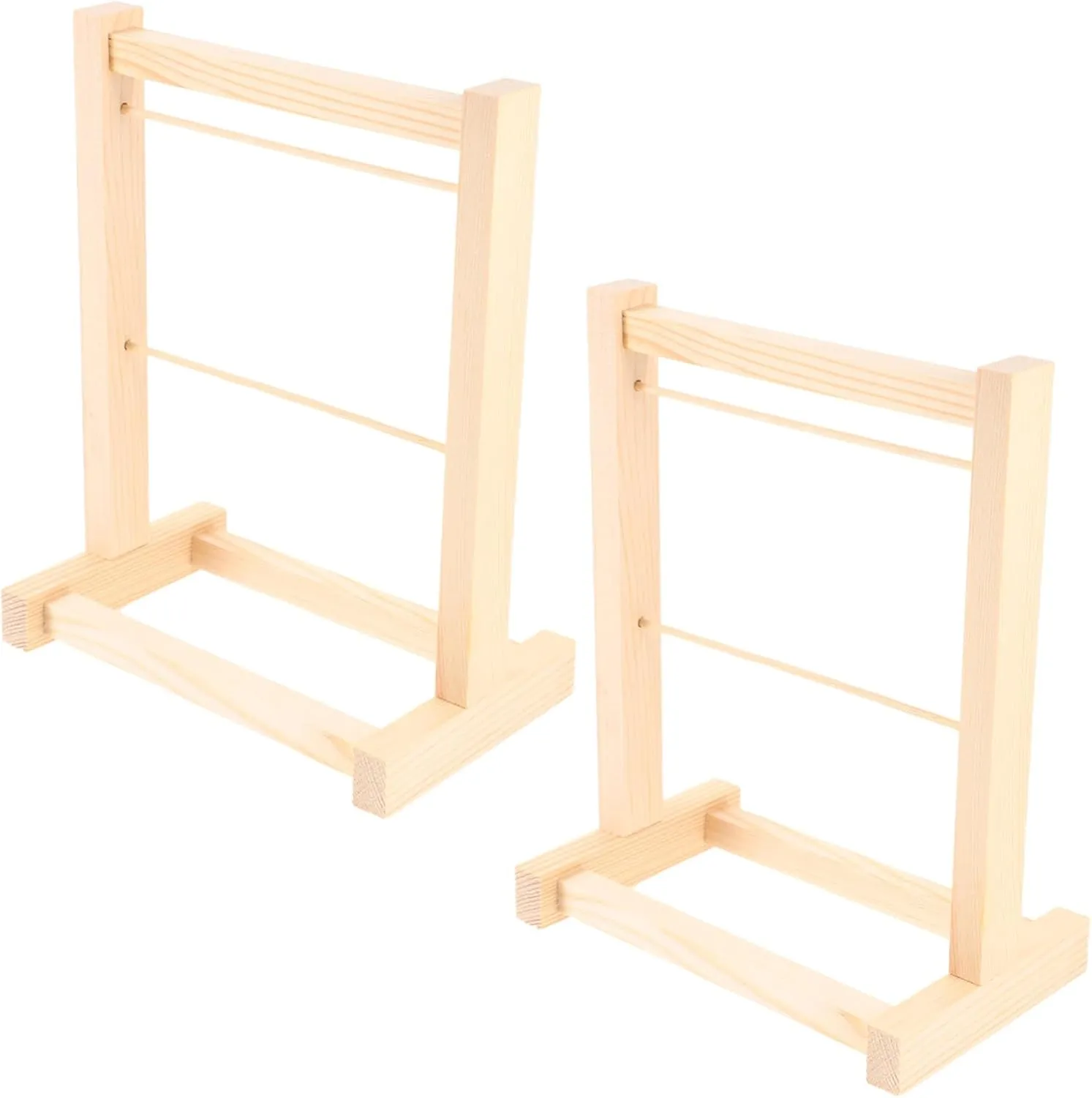 Yardwe Miniature Wooden Doll Clothes Hanger Rack Dual Clothing Holder Cute Design Natural Dollhouse Accessory for Stylish Mini Furniture Decor