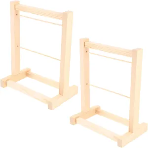 Yardwe Miniature Wooden Doll Clothes Hanger Rack Dual Clothing Holder Cute Design Natural Dollhouse Accessory for Stylish Mini Furniture Decor