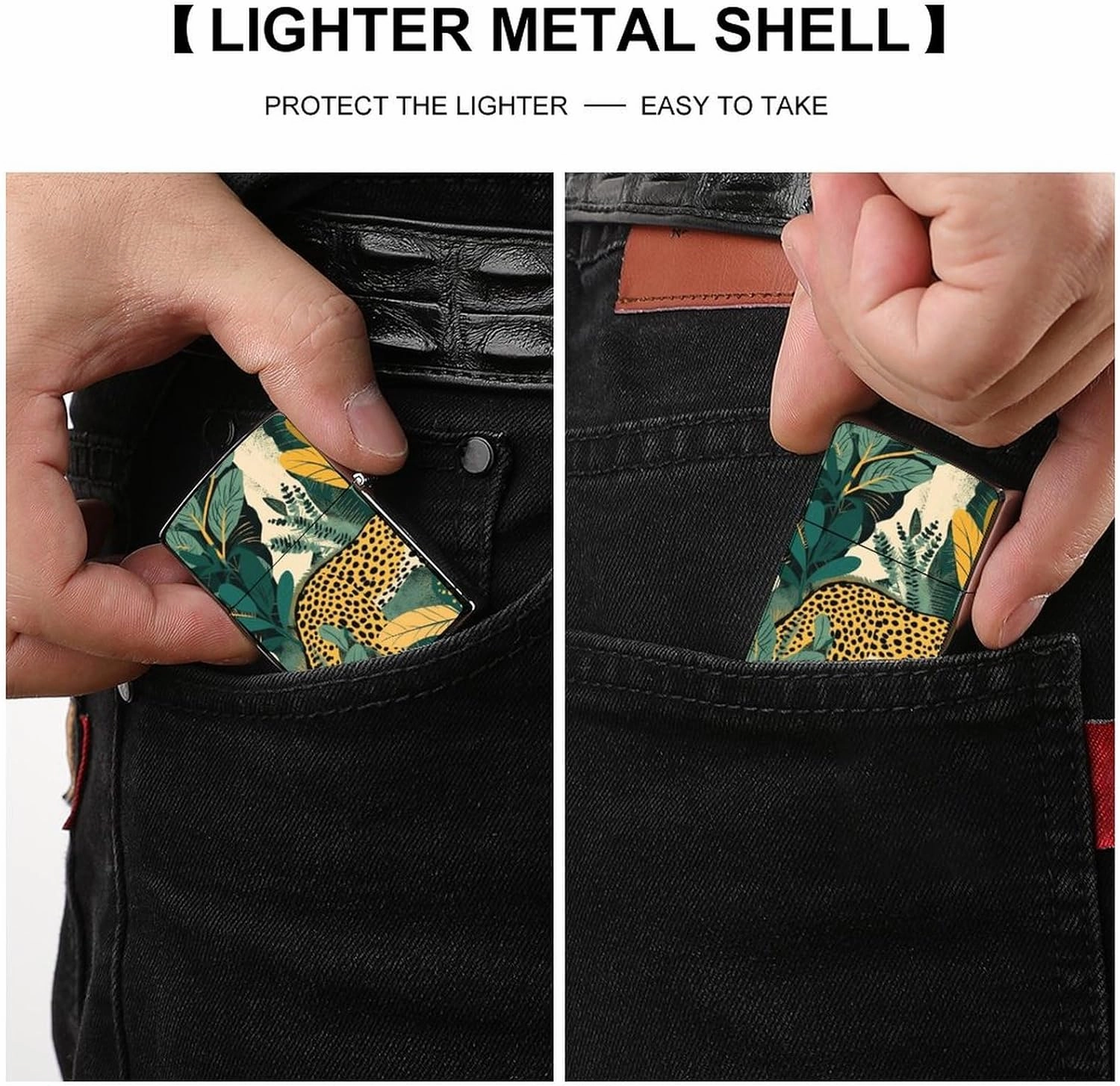 Yellow and Dark Green Lighter Case Waterproof Lighter Sleeve Lighters Protective Cover with Graffiti Design