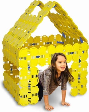 Yellow Set - Deluxe Fort Building Kit for Kids - Versatile Indoor Outdoor Play Set for Ages 5-12, STEM Educational Toy for Building Castles, Cars, and More