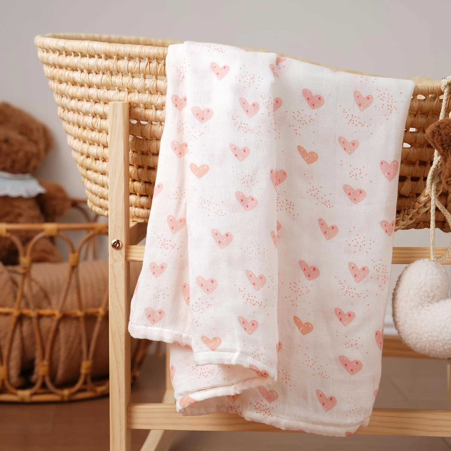 Yoofoss Muslin Swaddle Blankets, 4-Pack Receiving Blankets for Baby Boys and Girls, 47 x 47 Inches Baby Blanket Neutral Swaddle Wrap 70% Rayon from Bamboo and 30% Cotton