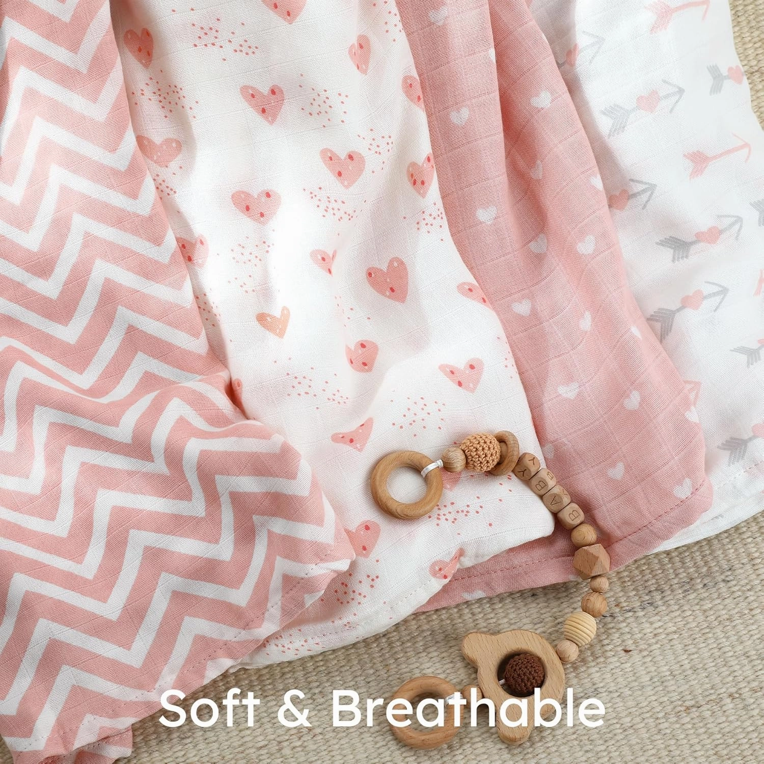 Yoofoss Muslin Swaddle Blankets, 4-Pack Receiving Blankets for Baby Boys and Girls, 47 x 47 Inches Baby Blanket Neutral Swaddle Wrap 70% Rayon from Bamboo and 30% Cotton