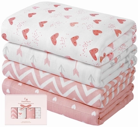 Yoofoss Muslin Swaddle Blankets, 4-Pack Receiving Blankets for Baby Boys and Girls, 47 x 47 Inches Baby Blanket Neutral Swaddle Wrap 70% Rayon from Bamboo and 30% Cotton