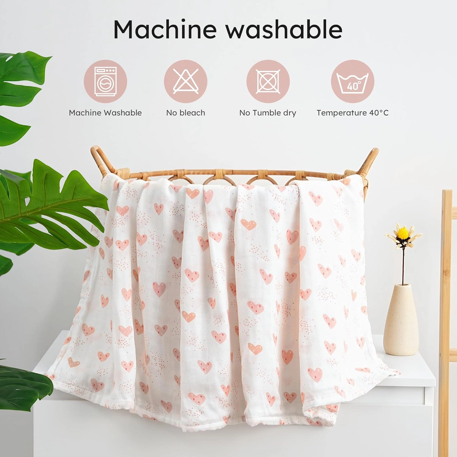 Yoofoss Muslin Swaddle Blankets, 4-Pack Receiving Blankets for Baby Boys and Girls, 47 x 47 Inches Baby Blanket Neutral Swaddle Wrap 70% Rayon from Bamboo and 30% Cotton