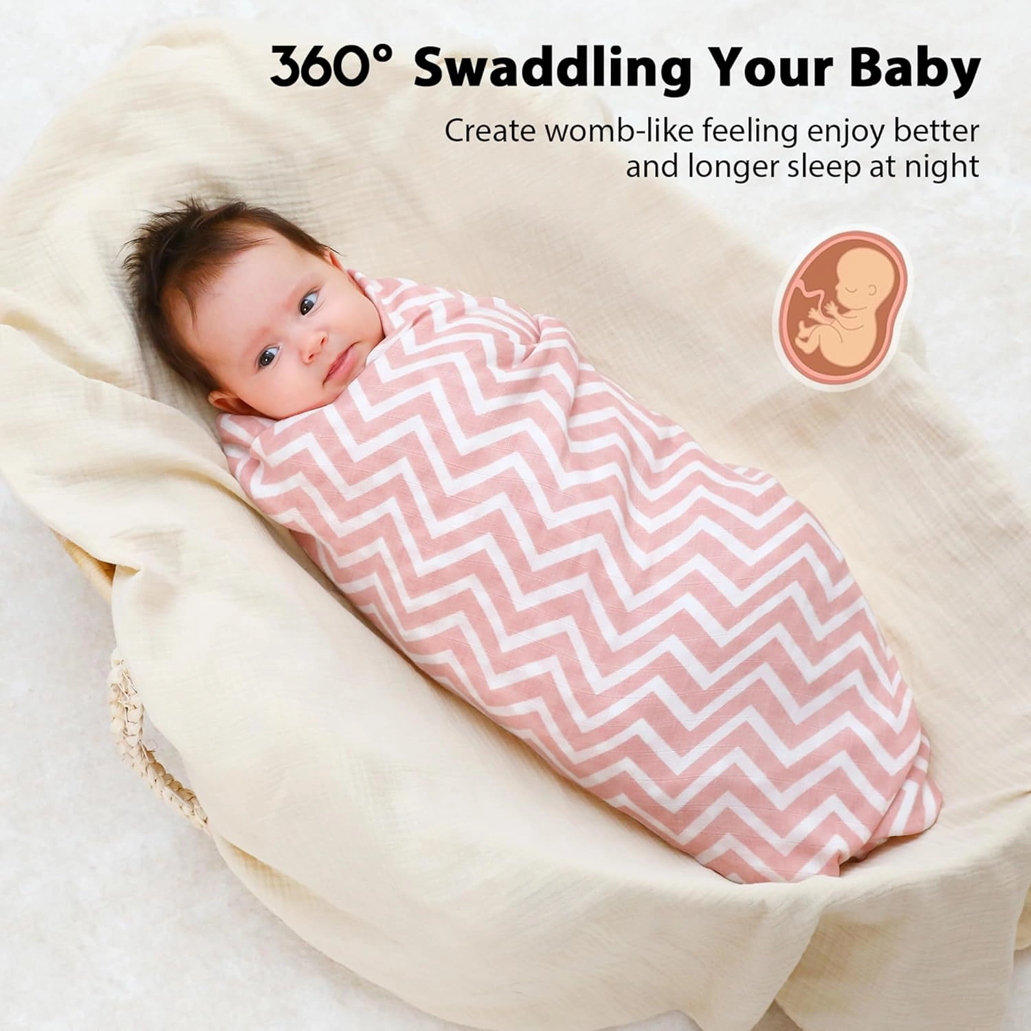 Yoofoss Muslin Swaddle Blankets, 4-Pack Receiving Blankets for Baby Boys and Girls, 47 x 47 Inches Baby Blanket Neutral Swaddle Wrap 70% Rayon from Bamboo and 30% Cotton