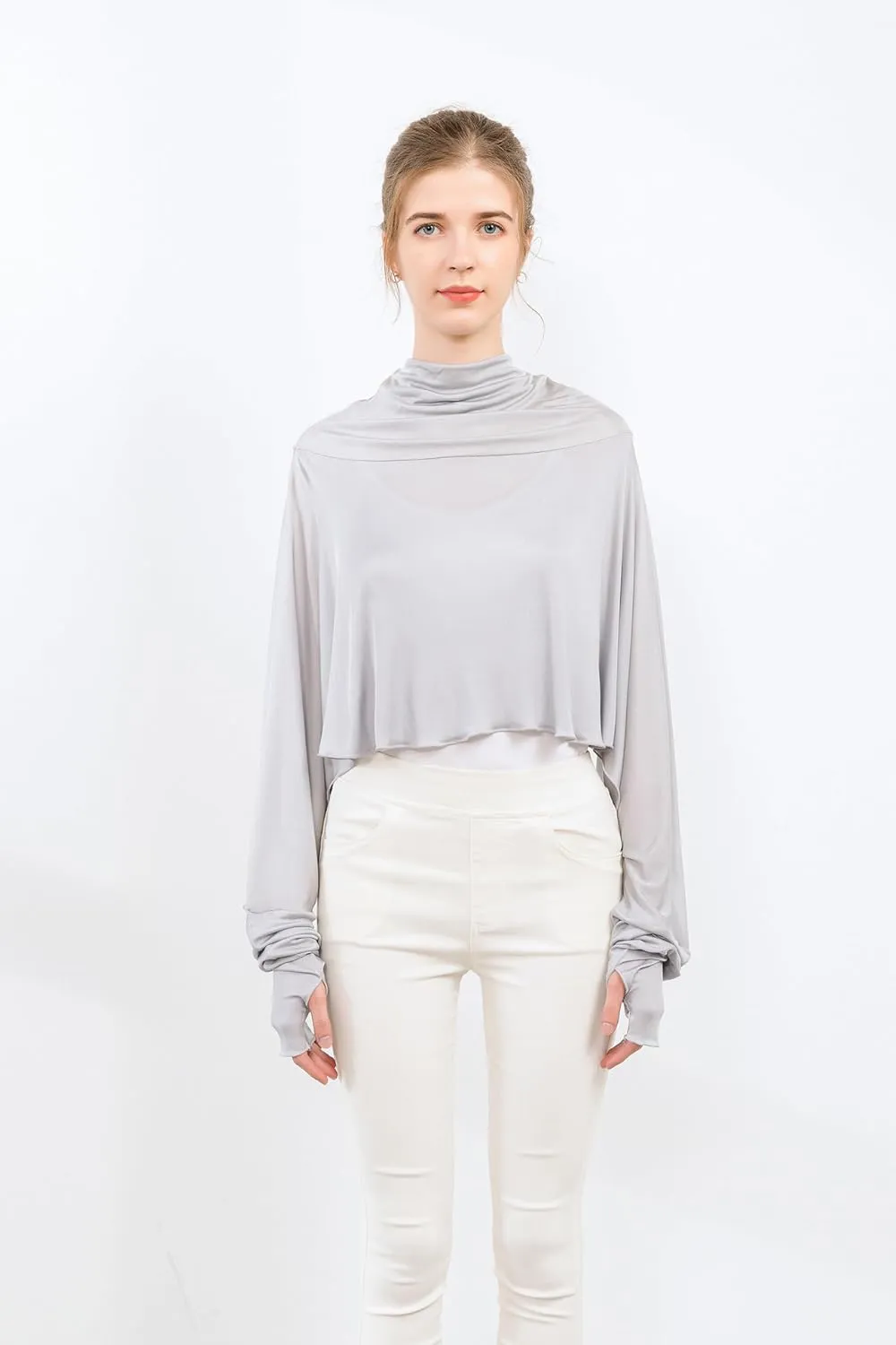 ZEEREE Mulberry Silk UV Protection Driving Shirts Face Cover Scarves with Arm Sleeve Wrap Shawls Sunscreen Beach Coverup