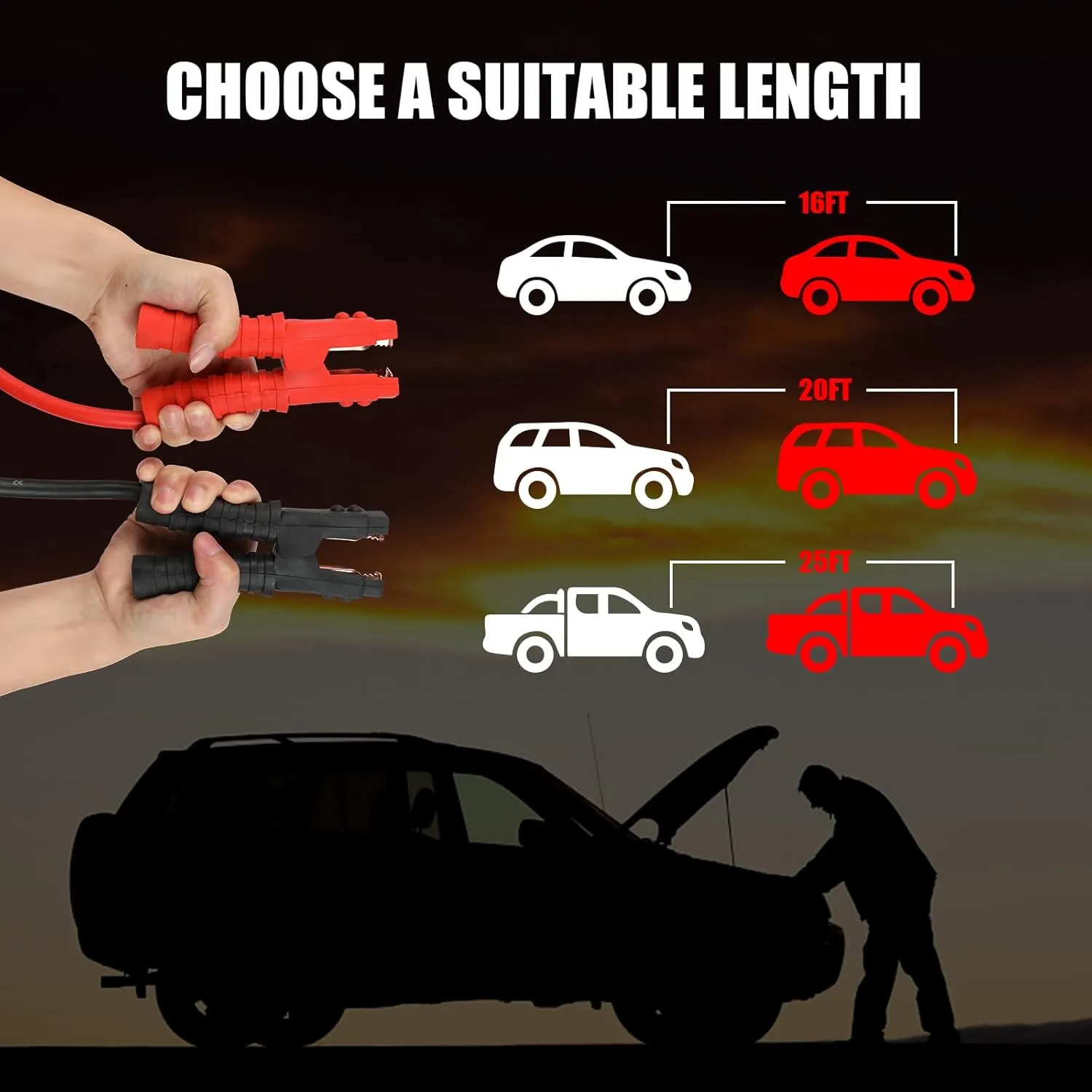 ZESUPER Heavy Duty Booster Jumper Cables Car Cables 3000AMP 1 Guage 20Ft, Emergency Start Line for Car Van Truck with Carry Bag (3000AMP)