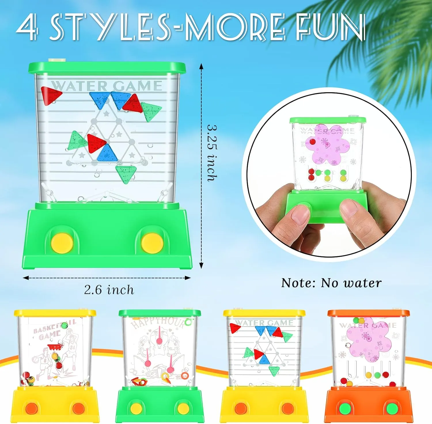 Zhanmai 16Pcs Handheld Water Game Arcade Water Ring Toss Water Tables for Beach Toy Party Favor Fun Game Entertainment, Without Water (Assorted,Stylish)