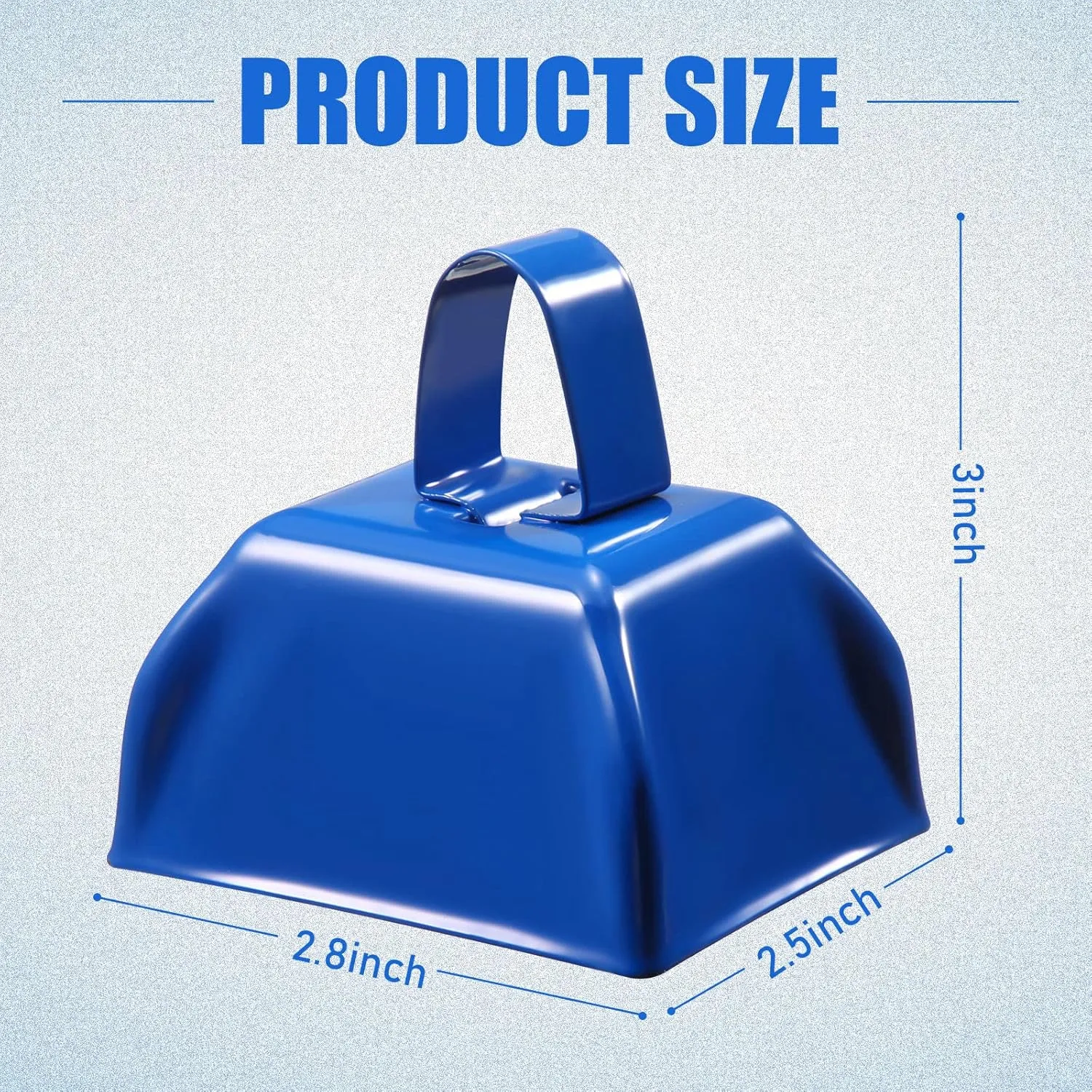 Zhengmy 24 Pcs Metal Cowbells Noisemakers with Handles, Cow Bells Noise Makers for Sporting Events 3 Inch Bulk Cheering for Football Baseball Games Team Wedding Celebrations(Blue)
