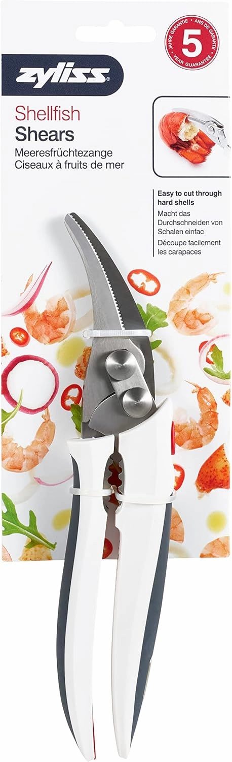 Zyliss E910039 Shellfish Shears, 22cm, Plastic/Stainless Steel, Multifunctional Shears for Removeing Lobster/Crab Shells, Dishwasher Safe